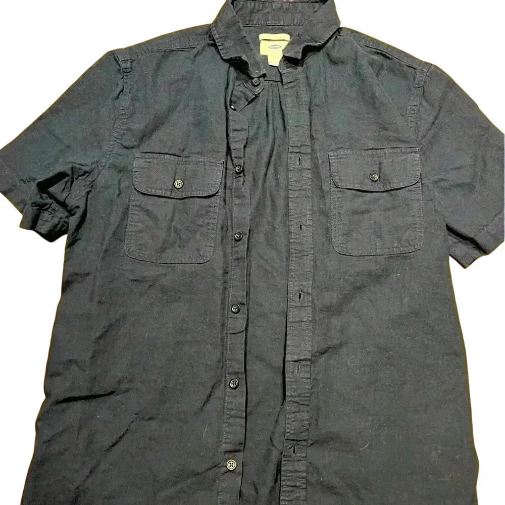 Old Navy Navy Short Sleeve Button-Up Utility Shirt with Chest Pockets Size M E75